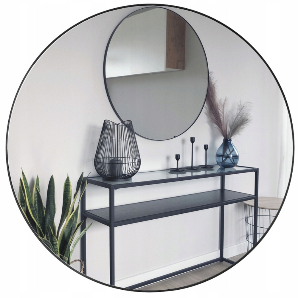 Zrcadlo Kulaté Nástěnné Černé Loft Rám 60 CM