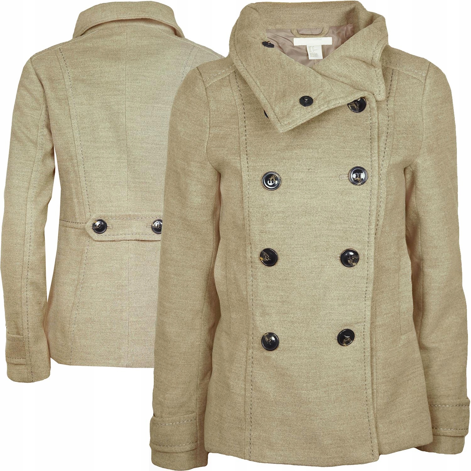 

Klasyczny Damski Płaszcz Kurtka Flausz Beż M 38