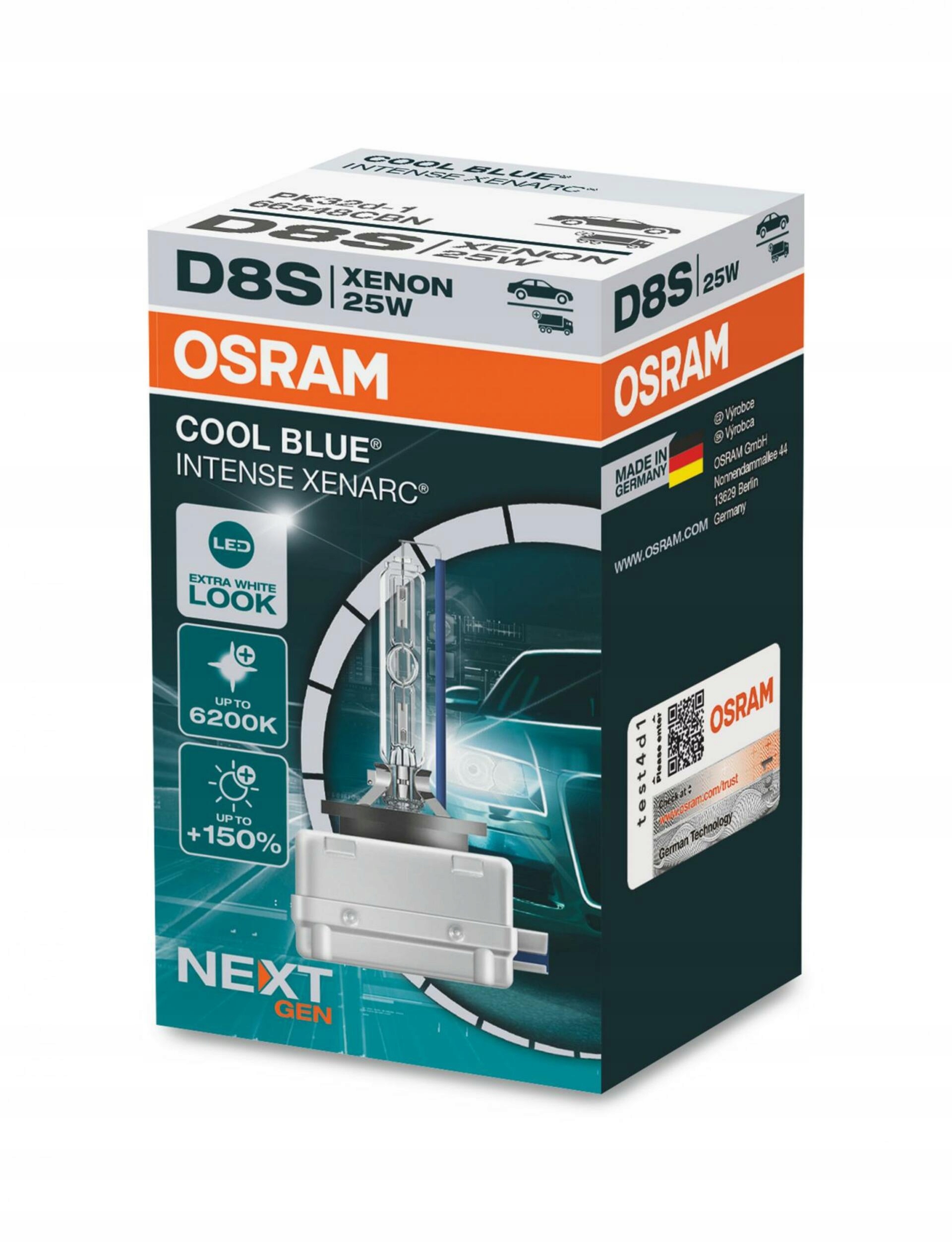Osram D8S 42V 25W PK32D-1 Xenarc Cool Blue Intense NextGen. 6200K +150% 1ks