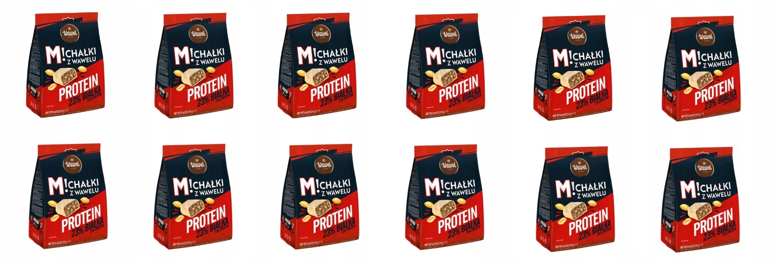 12x 245g Wawel Michałki z Wawelu Protein cukierki 23% białka Karton