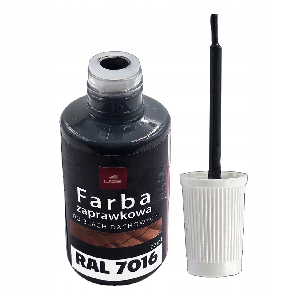 FARBA ZAPRAWKOWA ANTRACYT DO BLACH DACHOWYCH STALOWYCH 22ml RAL 7016 LUGGER Grubość 1 mm