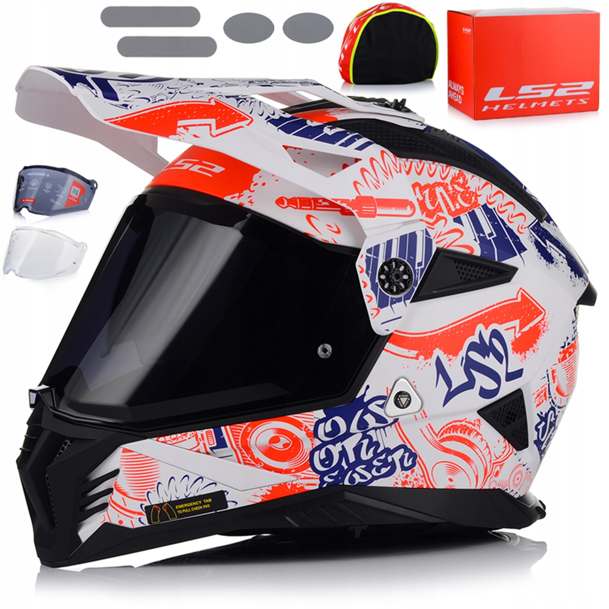 Motocyklová Prilba LS2 MX702 Pioneer Enduro Cross Štvorkolka Atv 2xSKLO Blenda