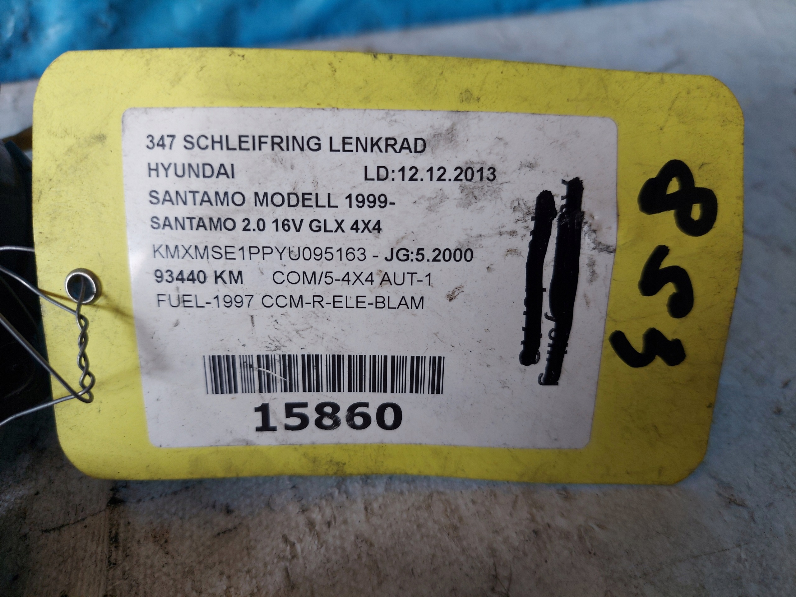 ring airbag HYUNDAI SANTAMO 2.0 16V 2000 R