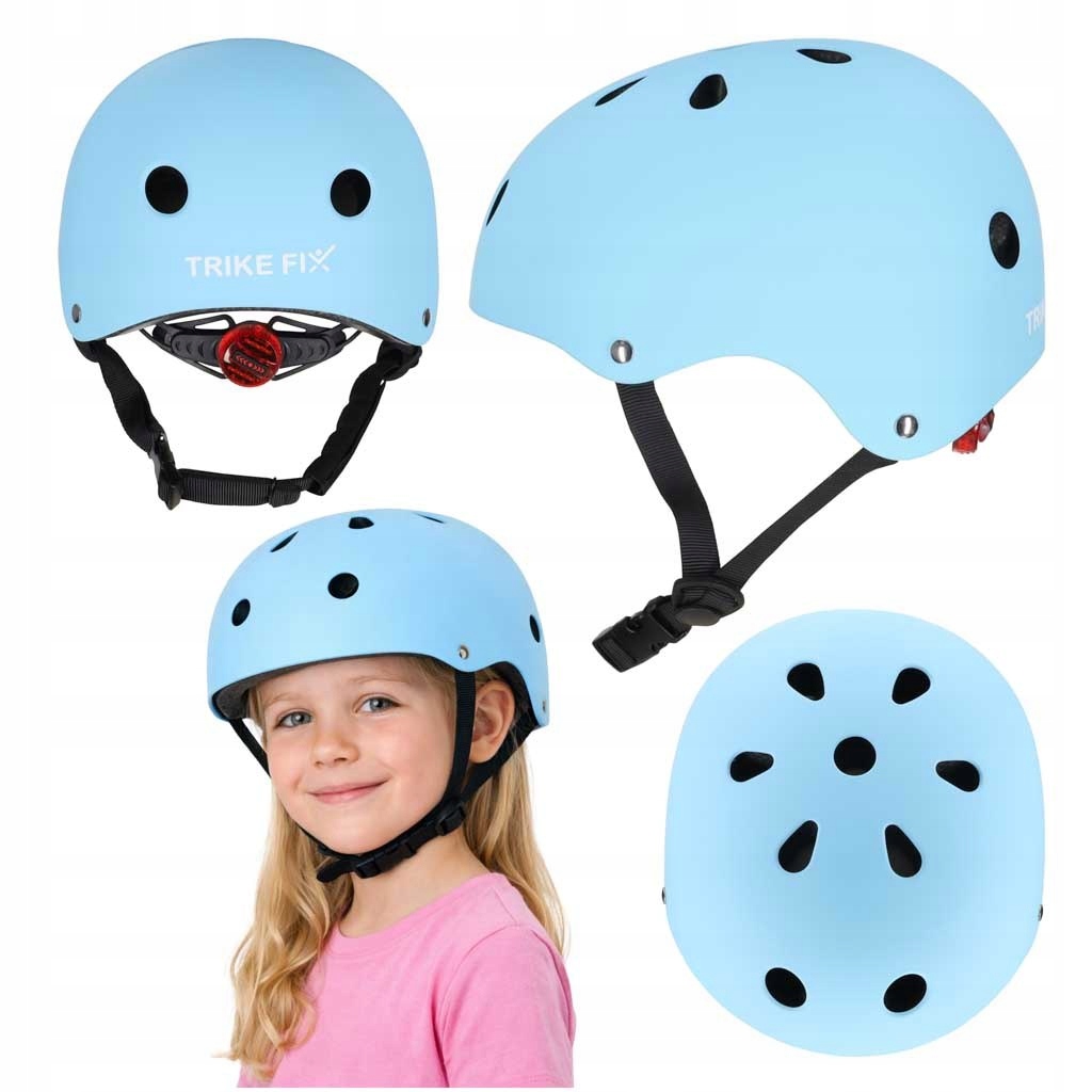 Kask rowerowy dla dziecka Trike Fix dziecięcy regulowany Led M 55-58cm nieb