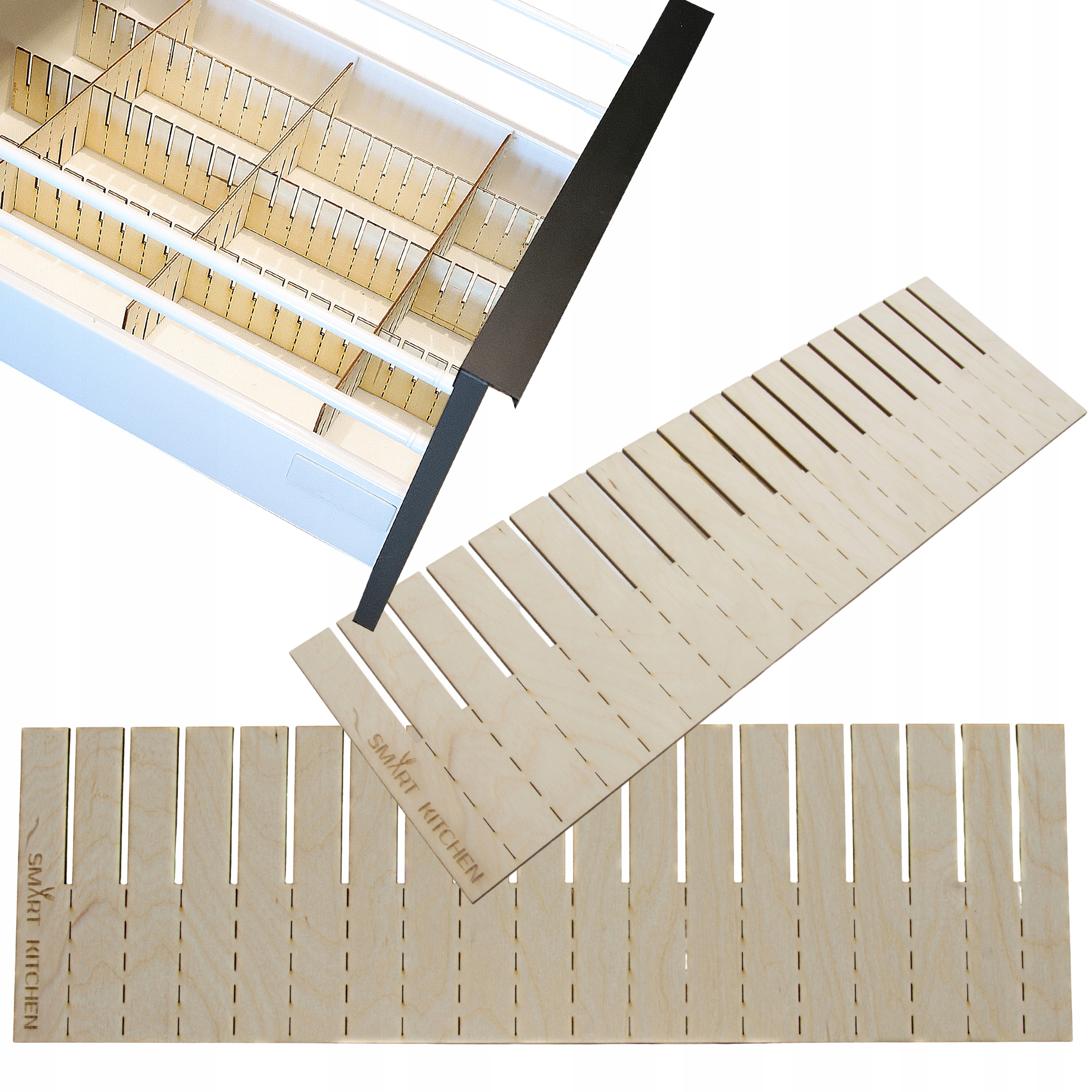 

Organizer Z Drewna Do Szuflad 43x6,5CM SEPARATORx2