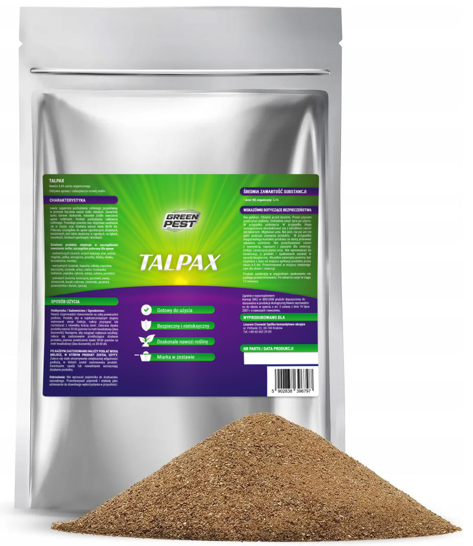 Naturalny Nawóz Do Roślin Upraw Warzyw Owoców Zbóż Green Pest Talpax 5KG