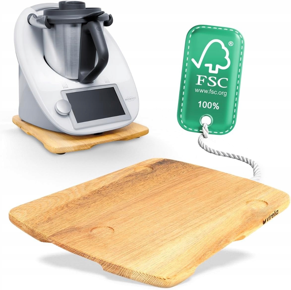 Virelia dřevěná deska pod Thermomix TM5 TM6 s teflonovými kluzáky