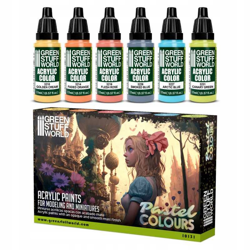 Green Stuff Paint Set Pastel Colors farby 6szt.