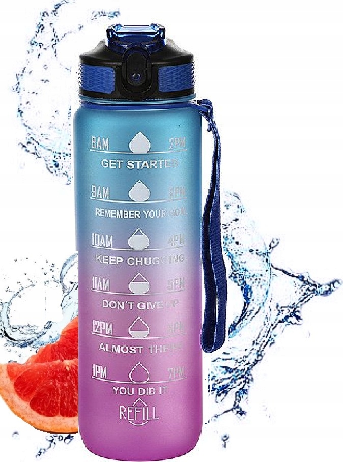 BIDON SPORTOWY 1L BUTELKA MOTYWACYJNA NA WODĘ RURKA UCHWYT PODZIAŁKA 1000ml