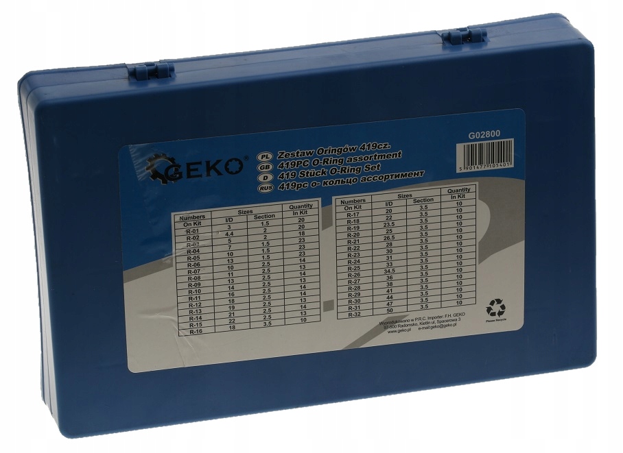 ORING ORINGI ZESTAW ORINGÓW OLEJOODPORNE 419 szt Kod producenta ORG419
