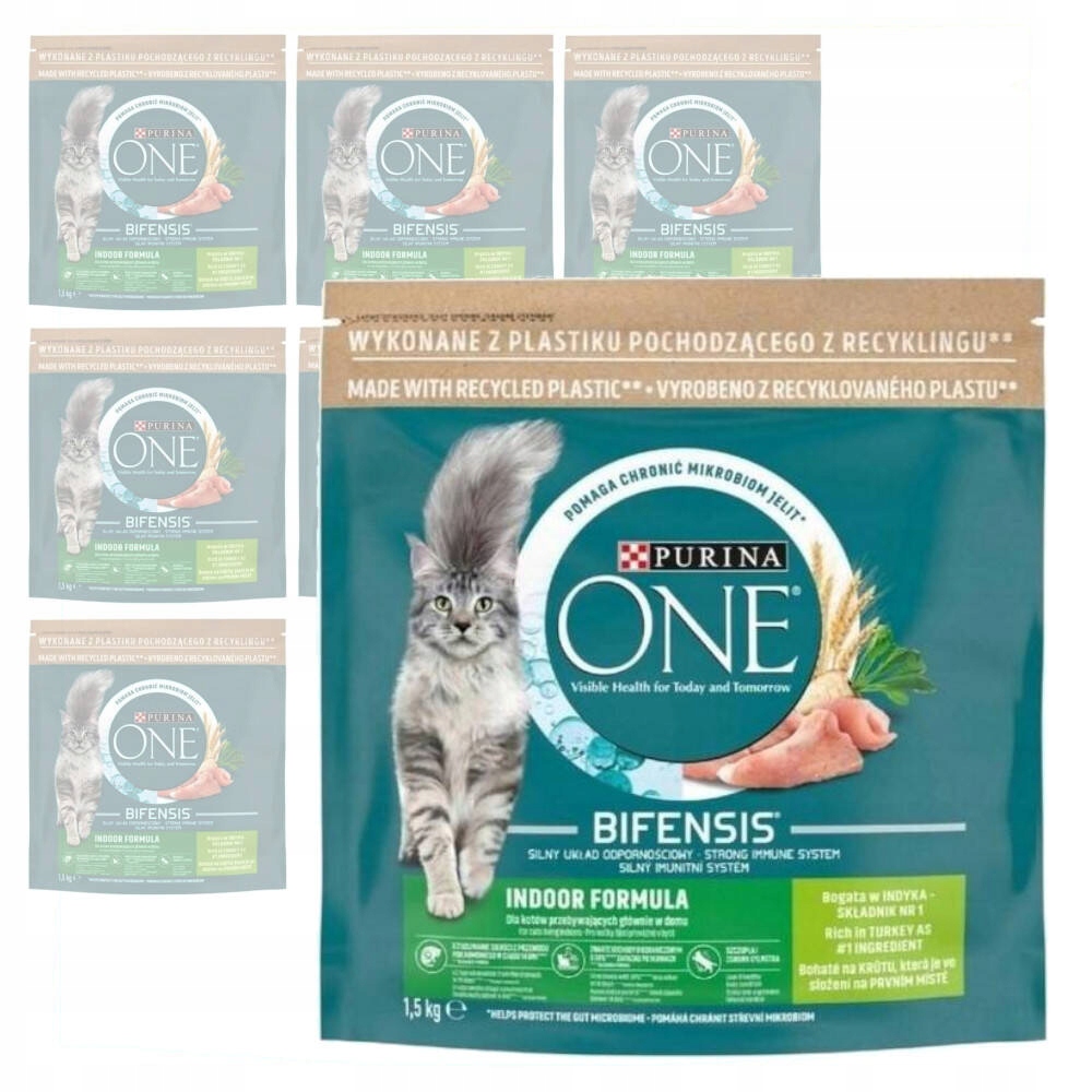 Levně Purina One Bifensis Indoor Formula Suché Krmivo Pro Kočky s krůtím masem 8x1,5 kg