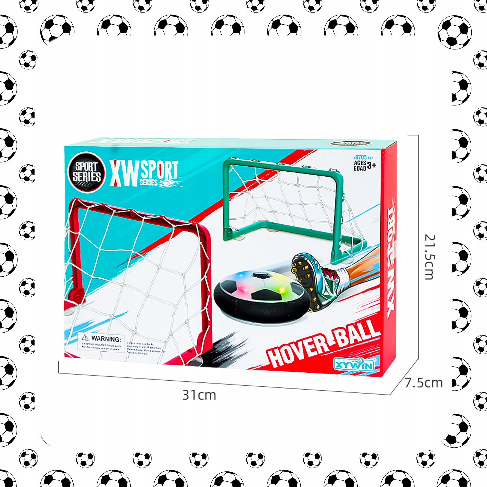 ZESTAW DUŻA LATAJĄCA LEWITUJĄCA PIŁKA NOŻNA HOVERBALL + 2 x BRAMKA DŹWIĘK Liczba elementów w zestawie 3