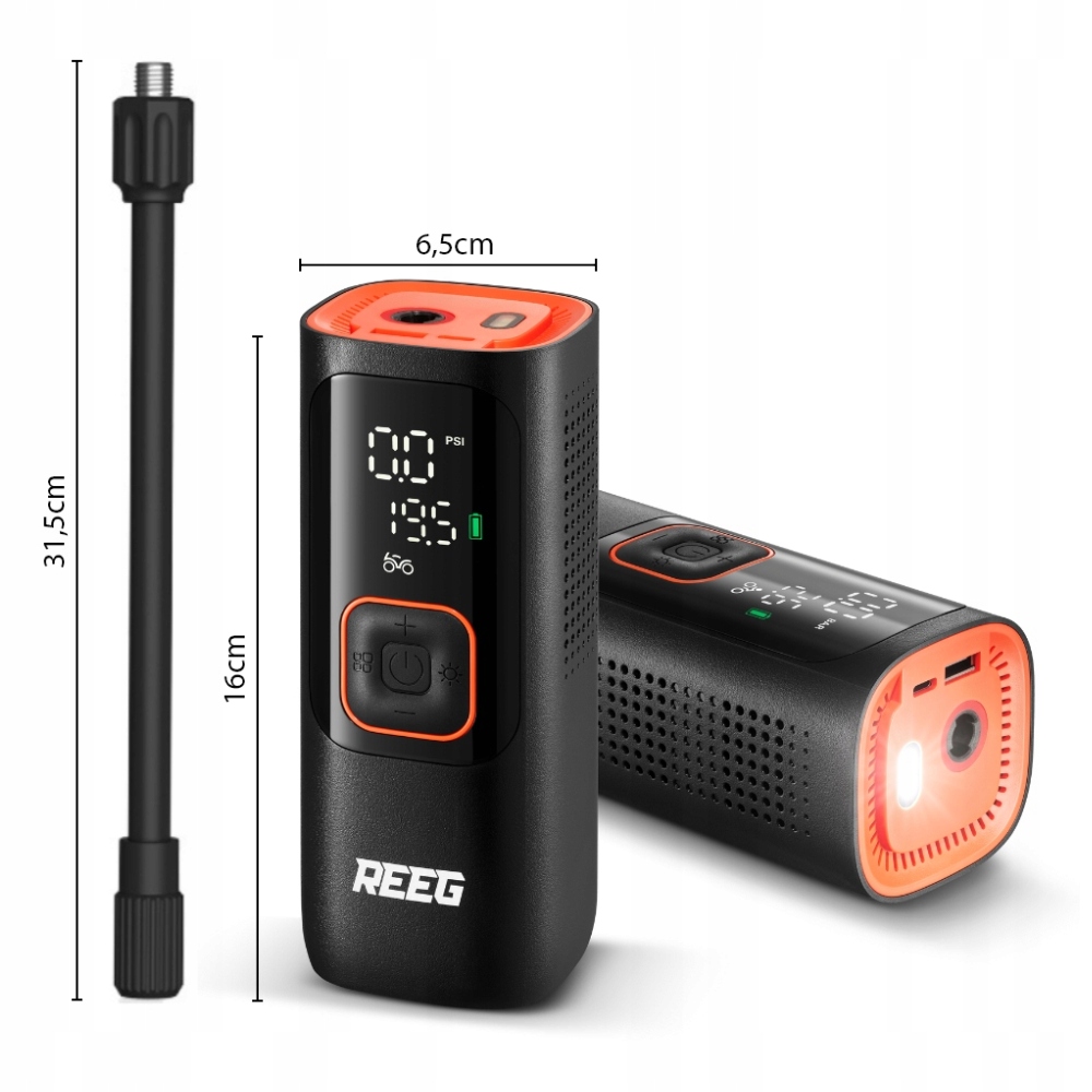 Pompka elektryczna do roweru samochodu REEG Air pump PRO kompresor 7500 mAh