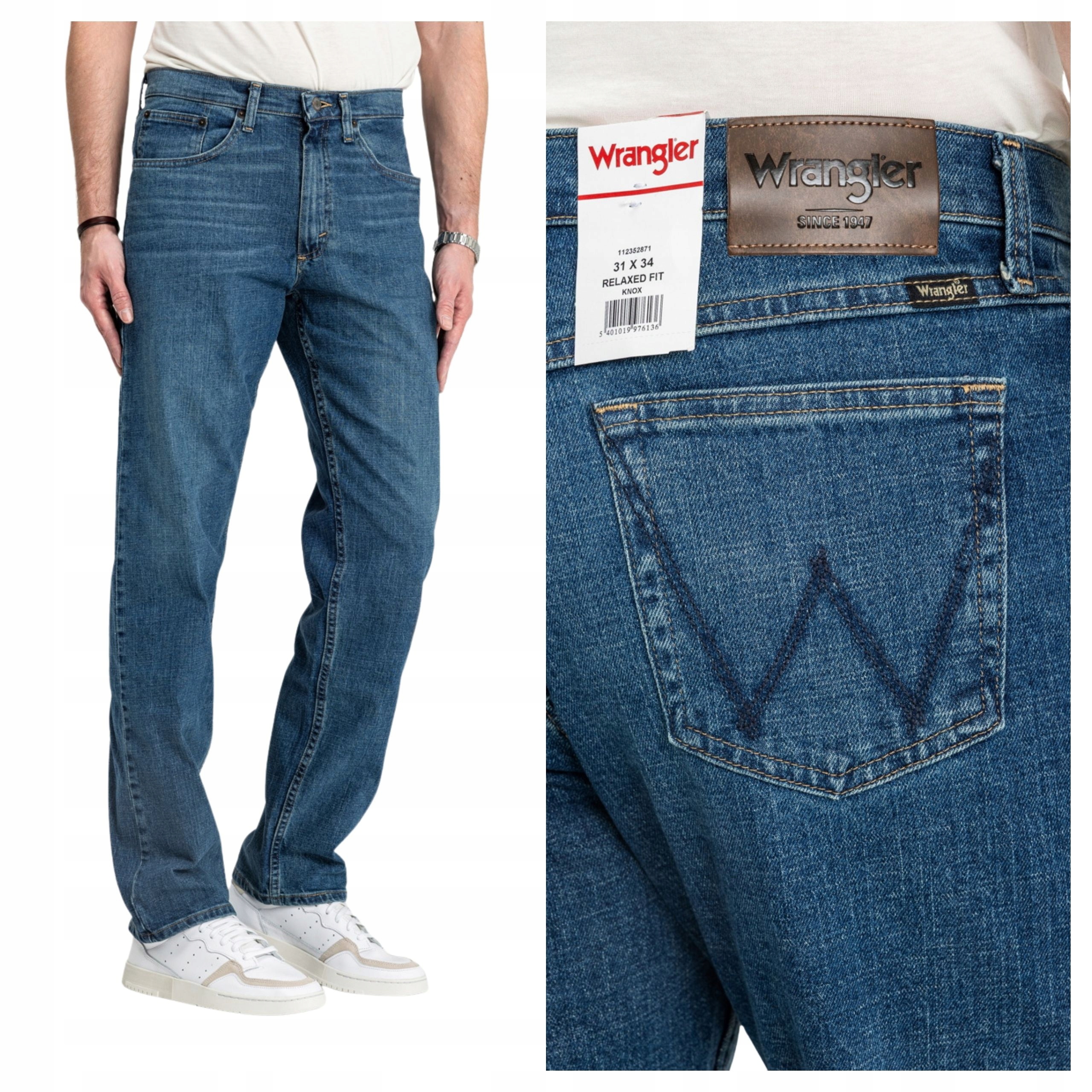 Pánské džínové kalhoty Wrangler Relaxed Fit Modré Jednoduché Džíny W40 L34