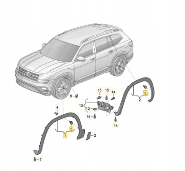 OE VW 3CM853717 NAKŁADKA KRAWĘDZI NADKOLA LEWY PRZÓD CZARNA VW ATLAS