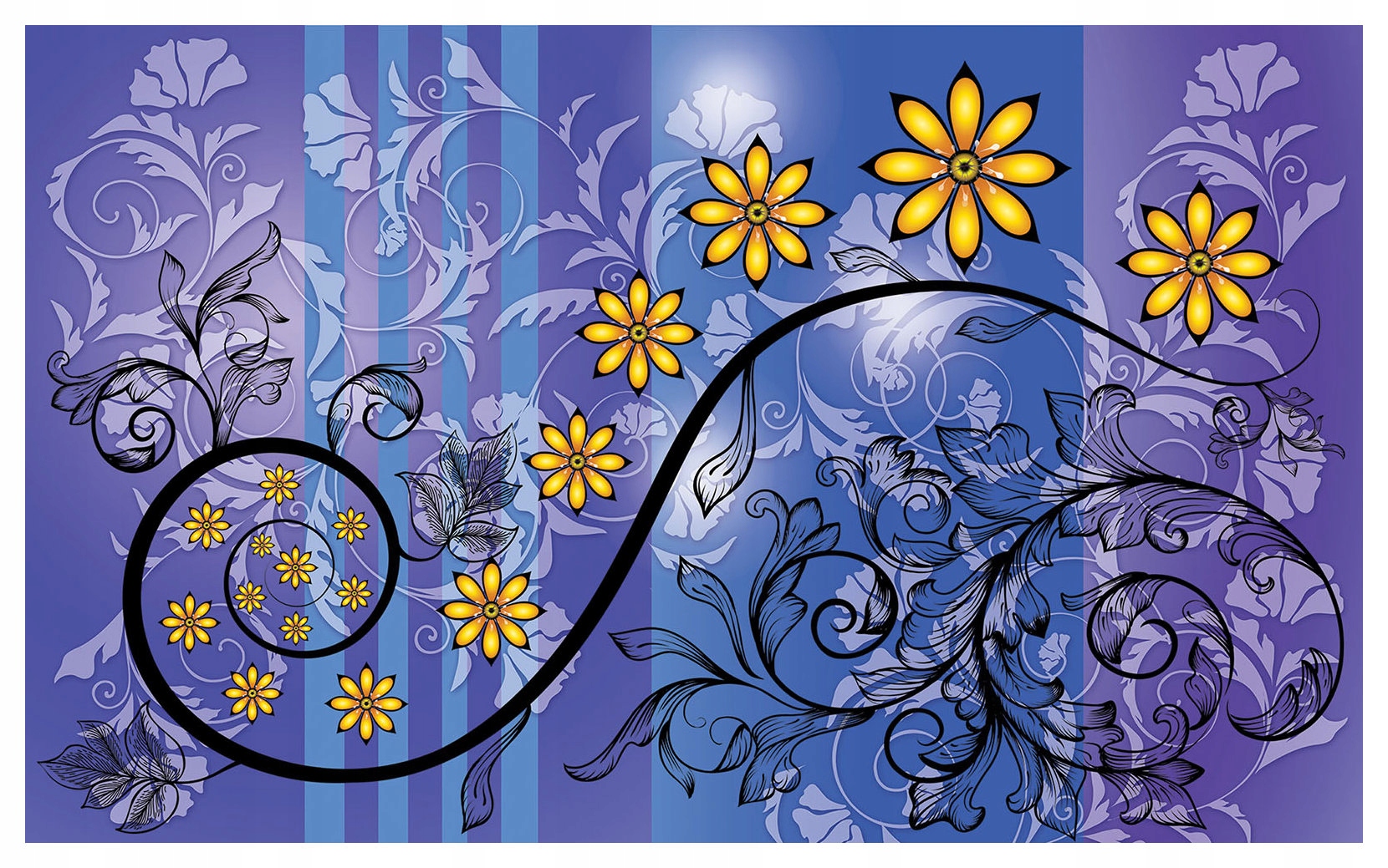 Fototapeta Žluto-modré květy abstraktní spirály 350x250 lepidlo