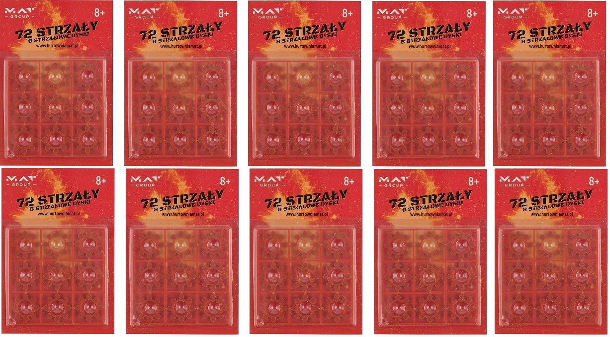 10x KAPISZONY HUKOWE SPŁONKA 8 STRZAŁÓW DO PISTOLETU 720 STRZAŁY PISTOLET