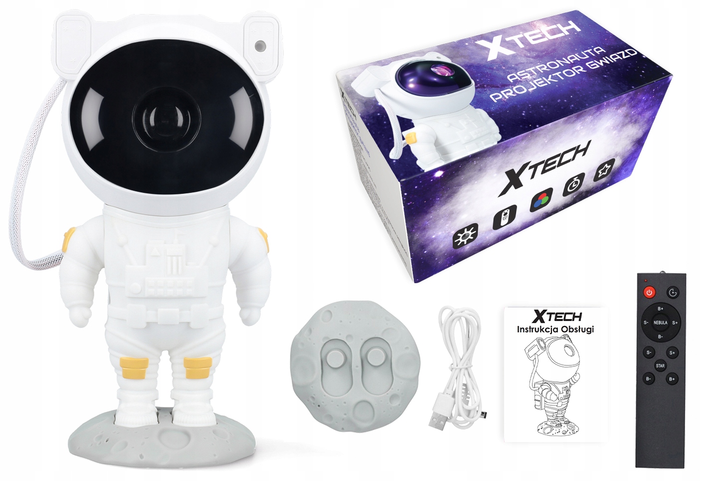 PROJEKTOR GWIAZD NIEBA LED LAMPKA NOCNA ASTRONAUTA Długość/wysokość 23 cm