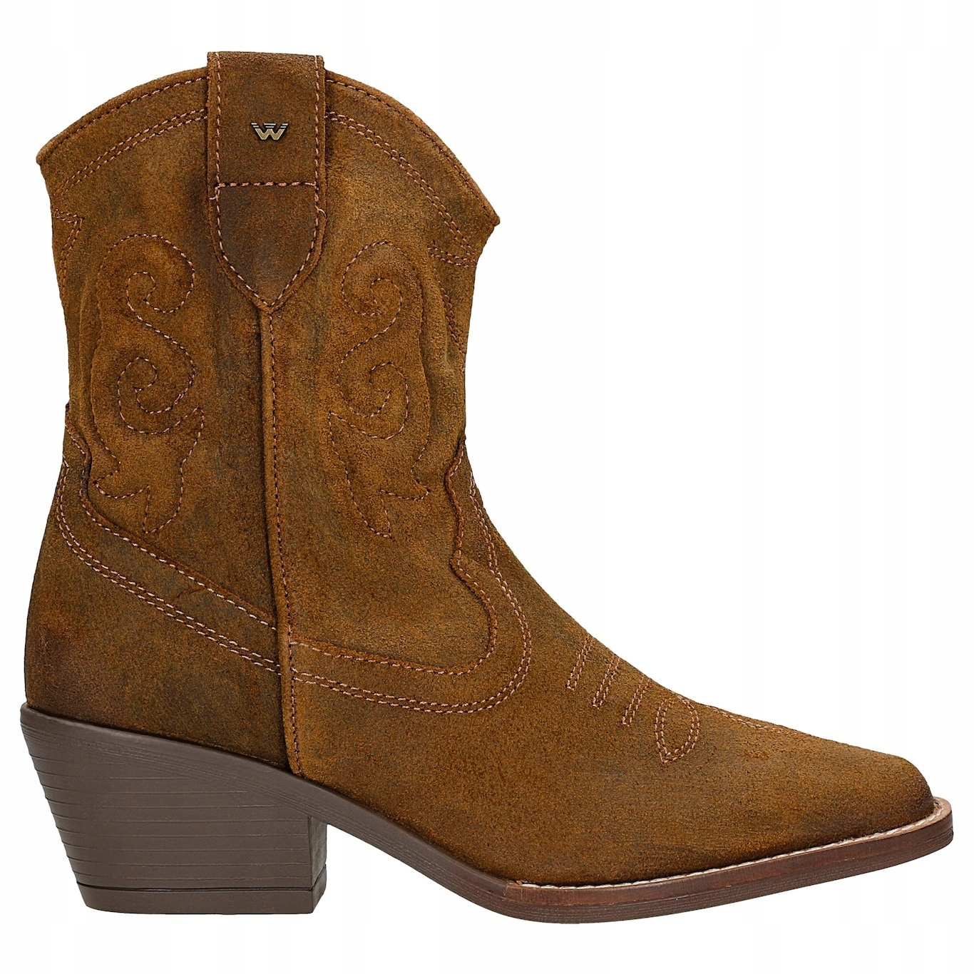 Hnědé kovbojské boty s ozdobným prošíváním, vel. 37