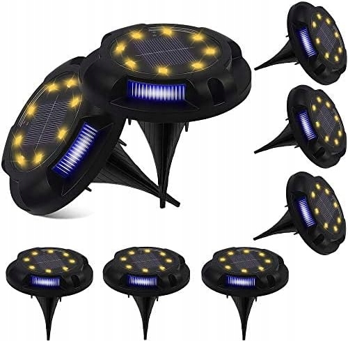LAMPKI SOLARNE LED OGRODOWE GRUNTOWE DYSKI 4 szt