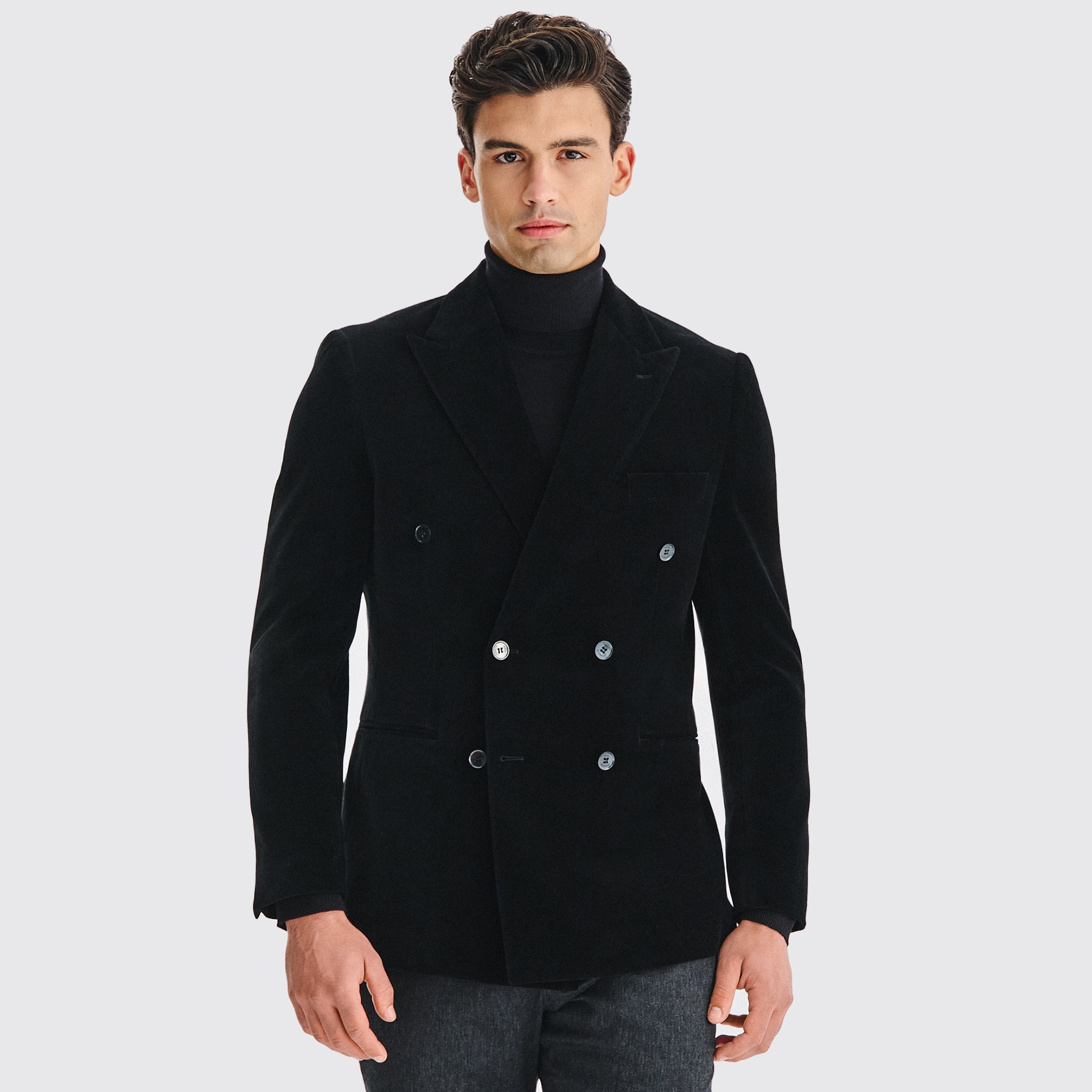 Czarna dwurzędowa marynarka męska Pako Lorente roz. 56