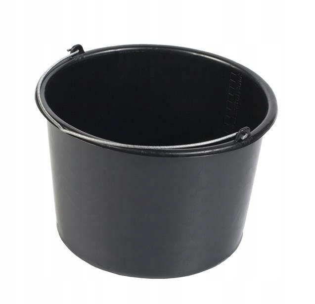 Wiadro Budowlane Gospodarcze Przemysłowe Plastikowe z Uchwytem Czarne 12 L