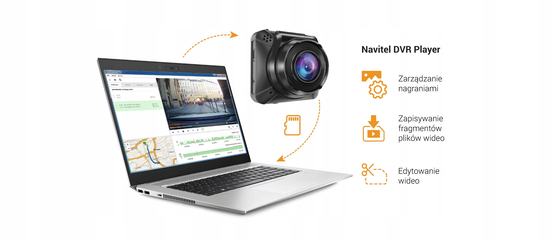 Wideorejestrator Navitel AR200 PRO karta 32GB Power Supply cigarette lighter socket