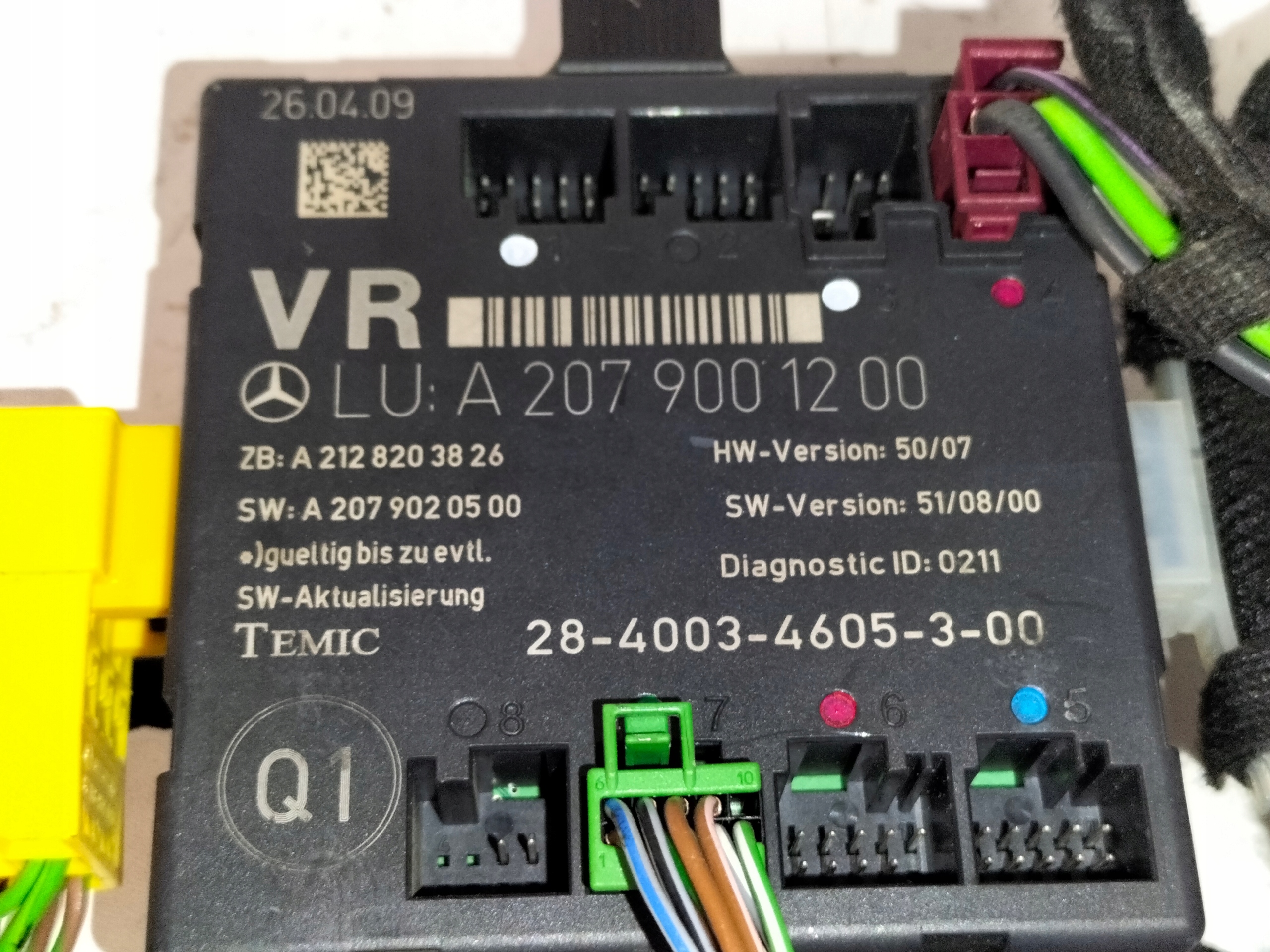 module control unit wiring door front right MERCEDES E KLASA W207 COUPE 09