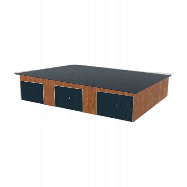 Plechová garáž 11.5 x 9 m s třípolohovým spádem vpravo Zlatý dub