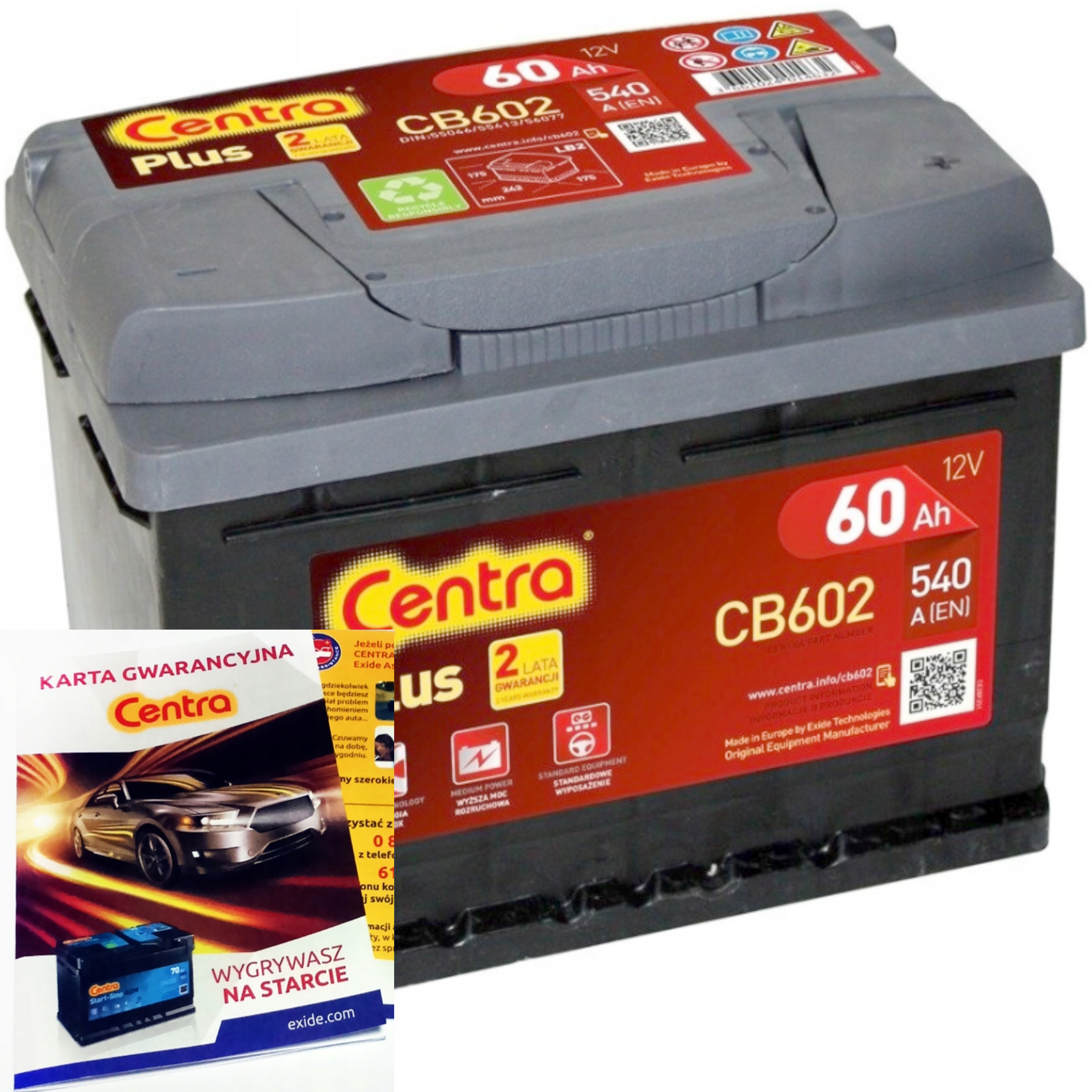 Akumulator Centra Plus 60Ah 540A CB602 Nowy Model