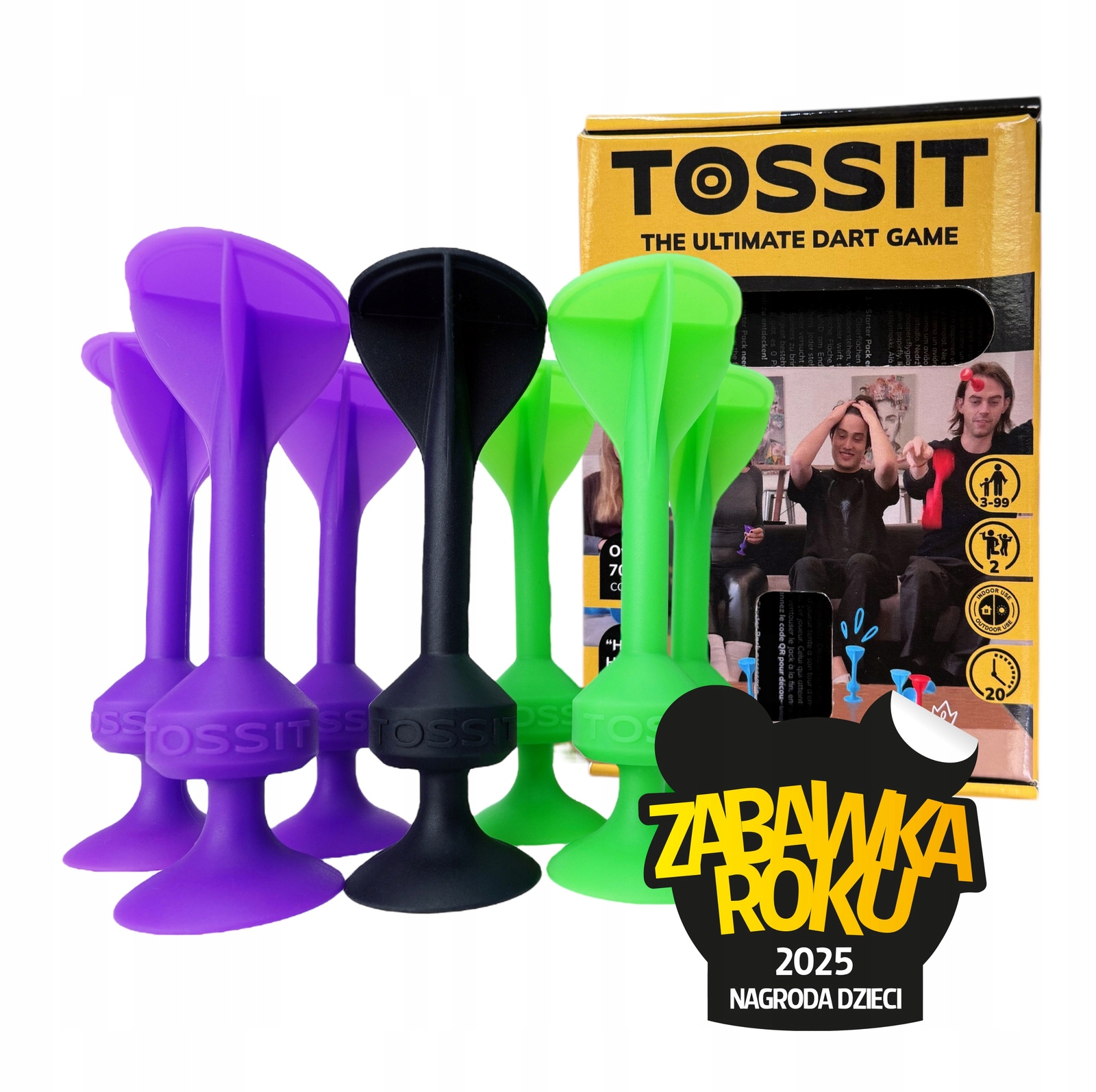 Tossit zestaw startowy gra rzutki dart 7 strzałek- fioletowy i zielony