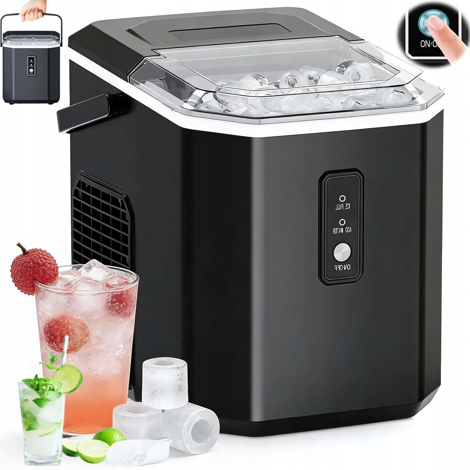Výrobník Ledu Automatický Stroj Na Kostky 12 KG/24 H 90 W Tichý S LCD