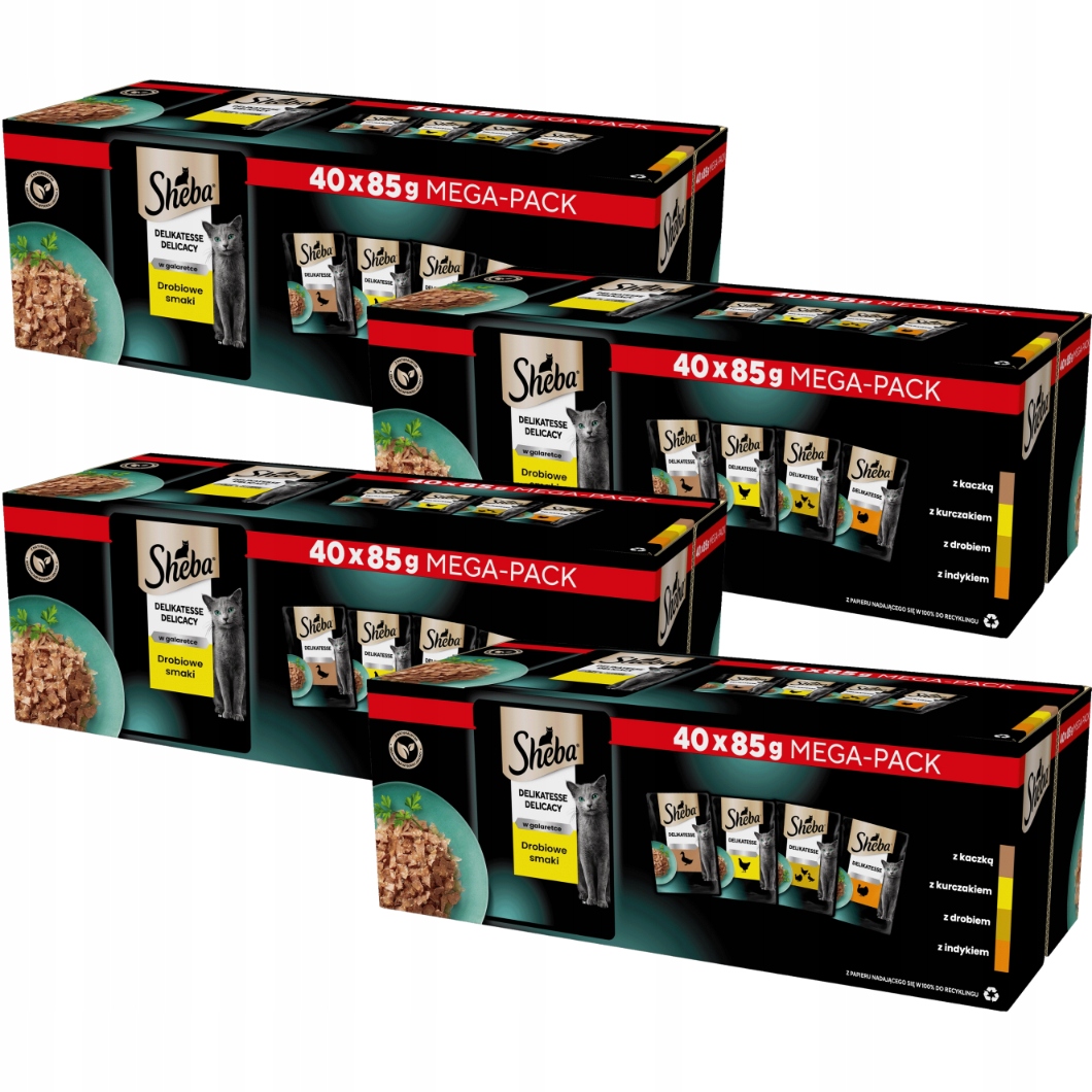 Levně Sheba Delicacy Drůbeží Příchutě Mokré Krmivo Pro Kočky Želé 40X85G x4ks