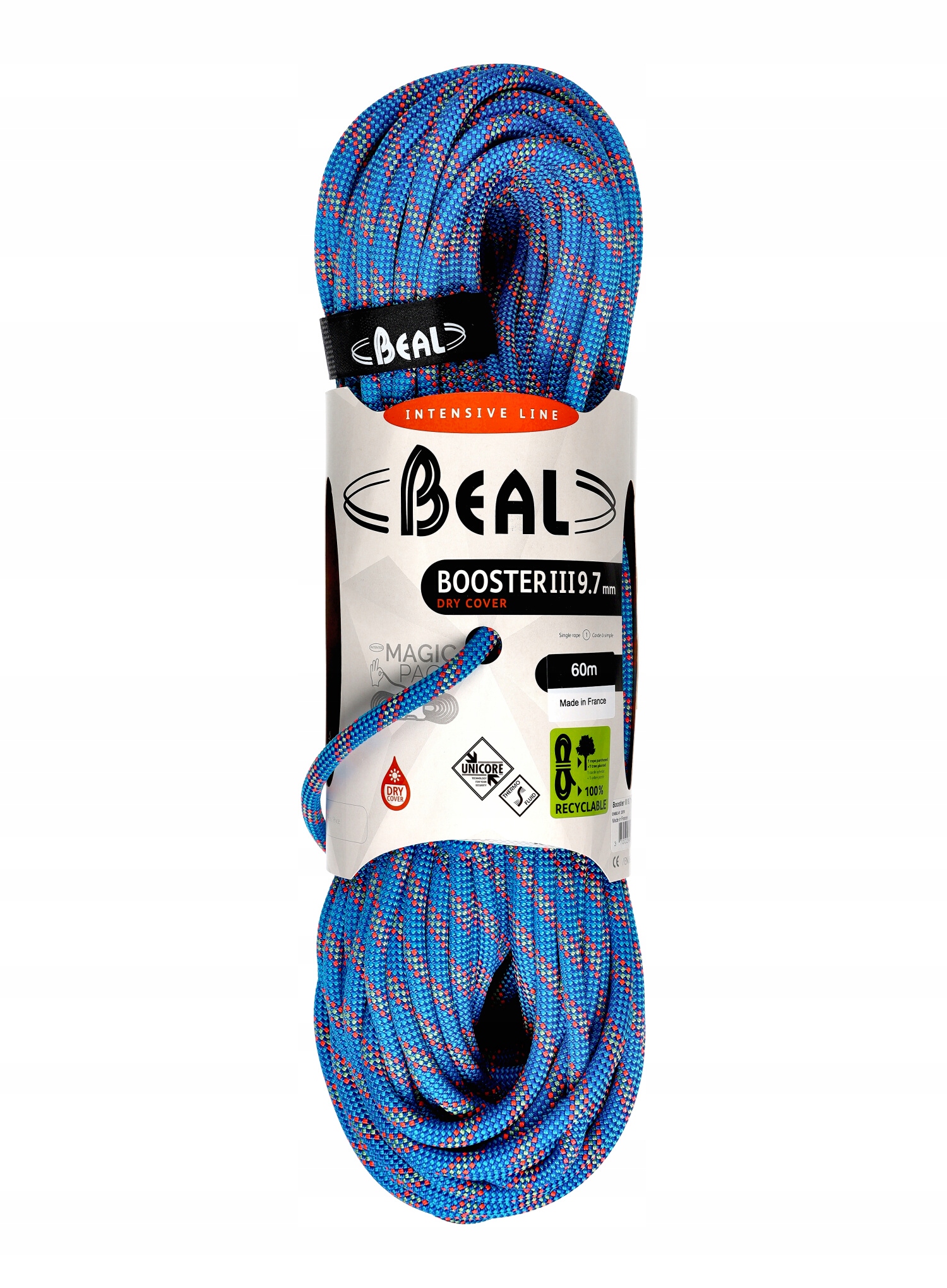 Lezecké lano Beal Booster III 9,7 mm 60 m Unicore Dry Cover modré