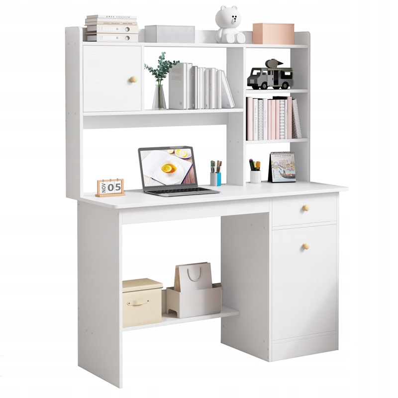 Počítačový Stůl Bílý Loft Pod Notebook Počítač Skandinávský Se 7 Policemi
