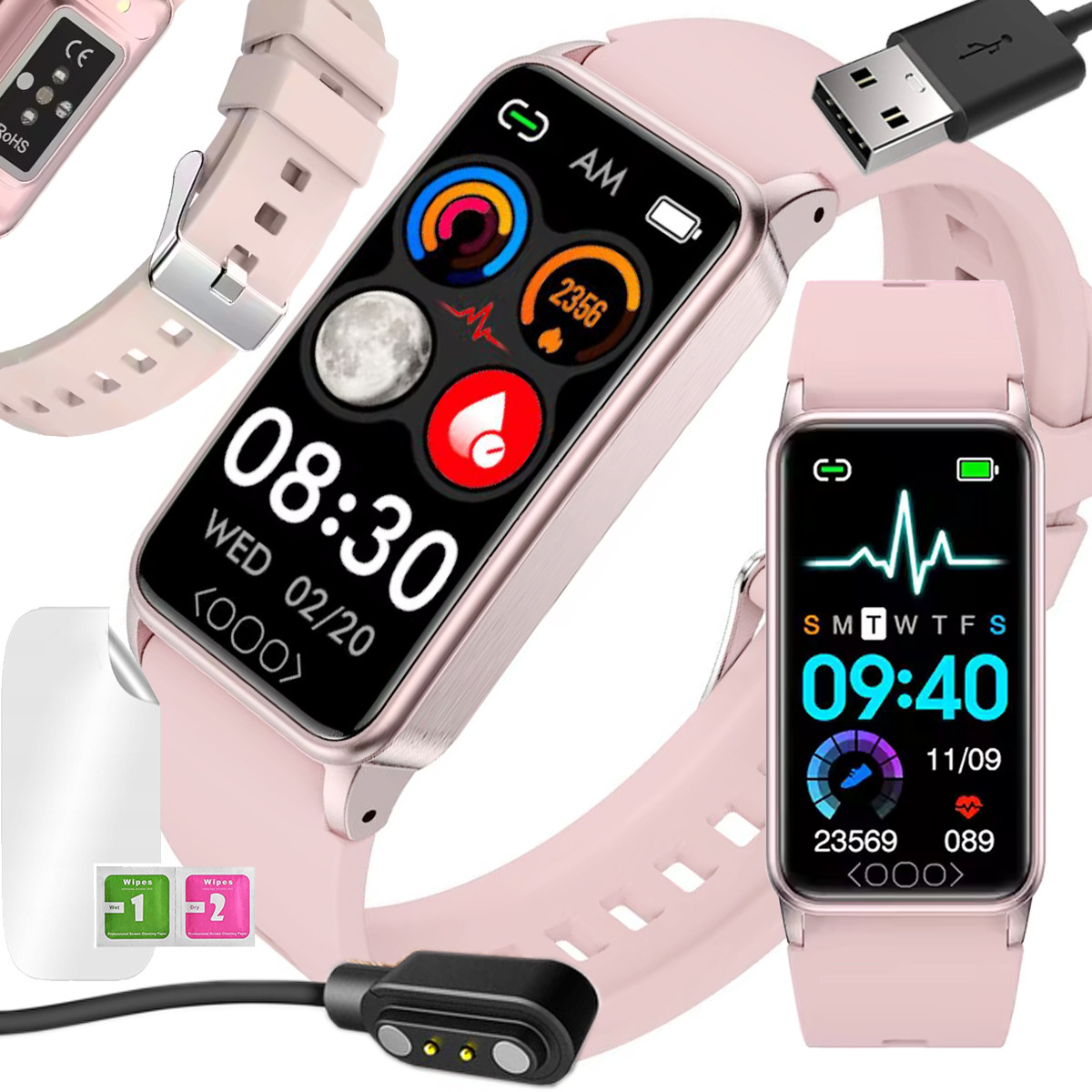 SMARTWATCH DO POMIARU CUKRU MEDICAL GLUKOMETR TEMPERATURA PL MENU ROZMOWY