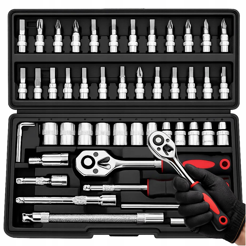 Zestaw Narzędzi Kluczy Nasadowych Klucze Nasadowe 46 Elementów Duży Torx