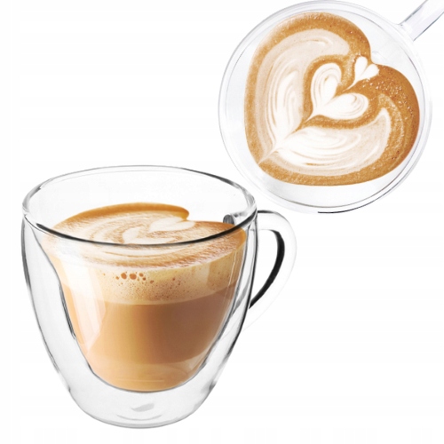 szklanki termiczne podwójne szkło serce 240ml do kawy LATTE LONG zestaw 6szt .  SZK18 — 8