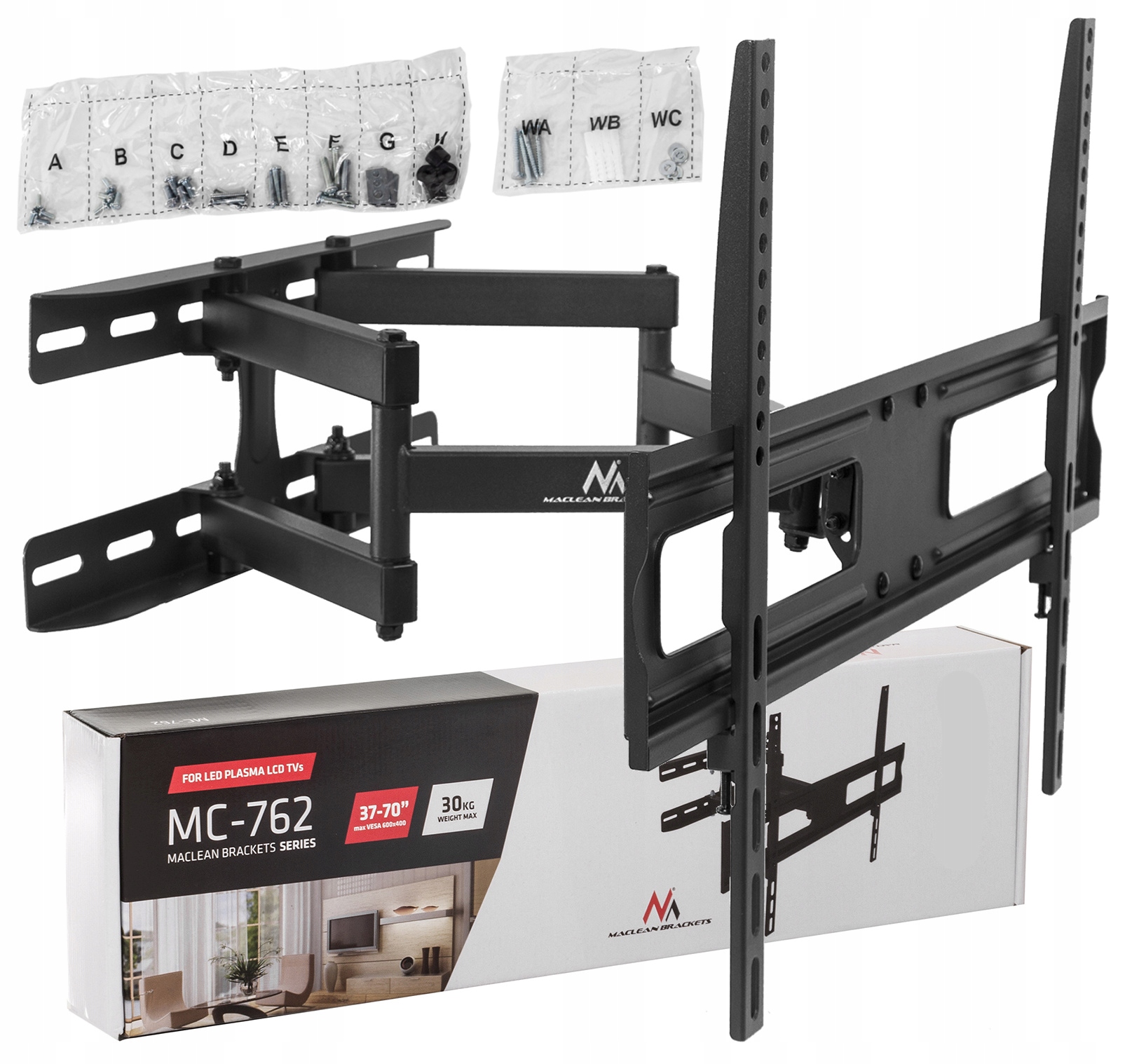 UCHYLNY UCHWYT TV 37-70 LED LCD VESA 600X400 BDG