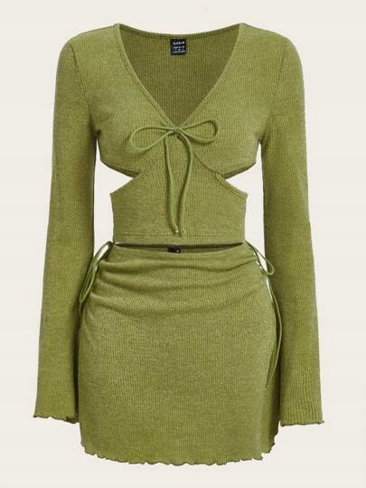 SHEIN KOMPLET PRĄŻKOWANY SPÓDNICA I BLUZKA 38 1V7A