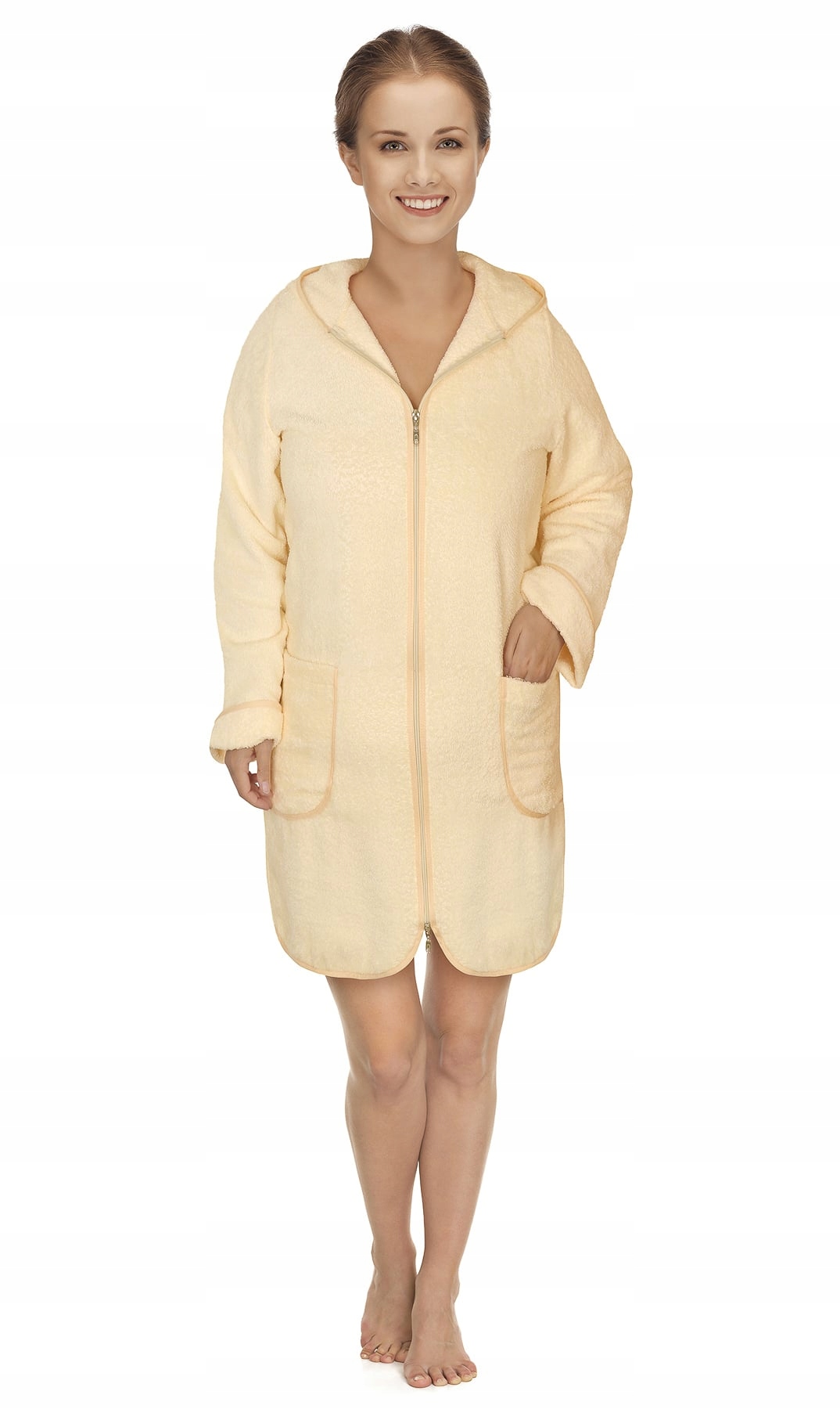 Župan Froté Na Zip 4847/016 béžový, bavlněné froté, 330 g/m², dámský,…