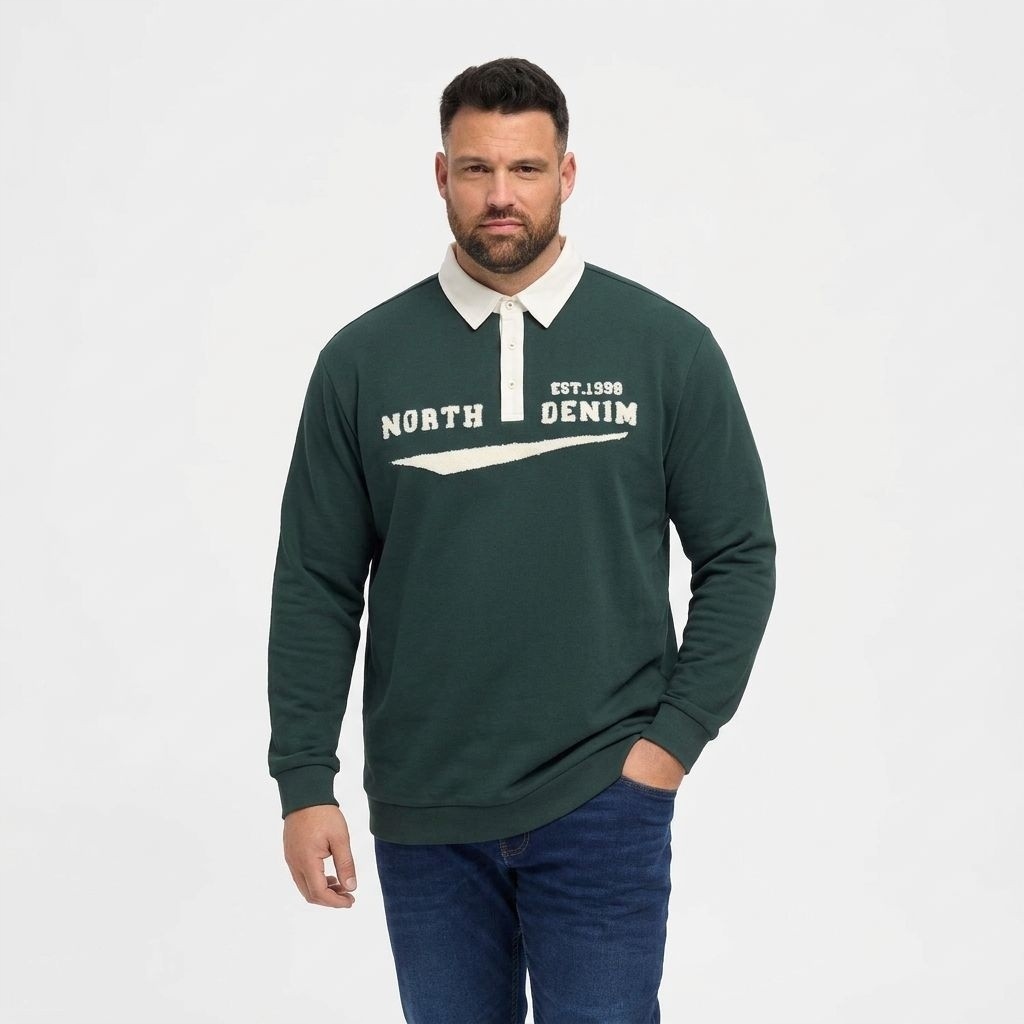 Velká Pánská Mikina Elegantní Olivová North Latitude Velikost 7XL