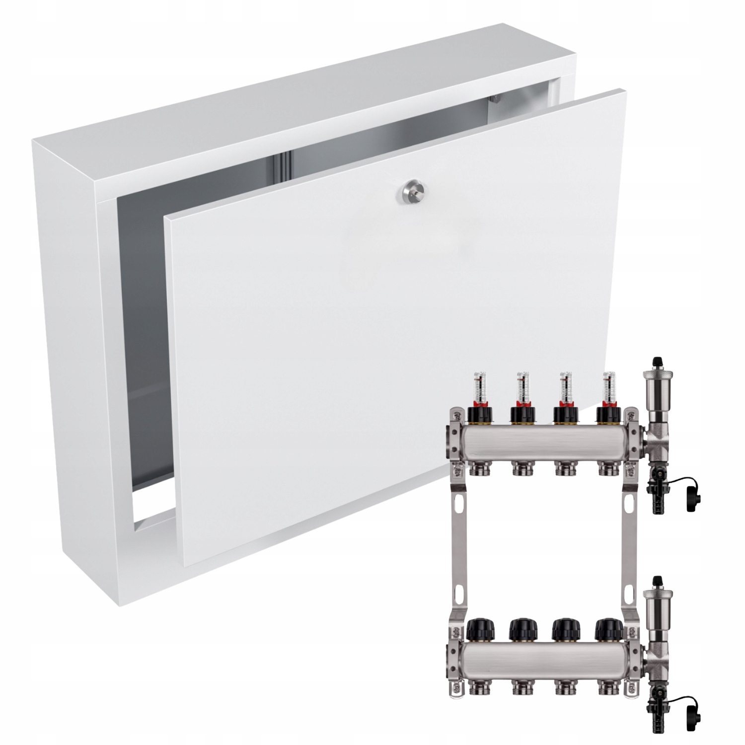Nerezový Rozdělovač Podlahových Krytin 4+ Nástěnná Skříňka Bílá
