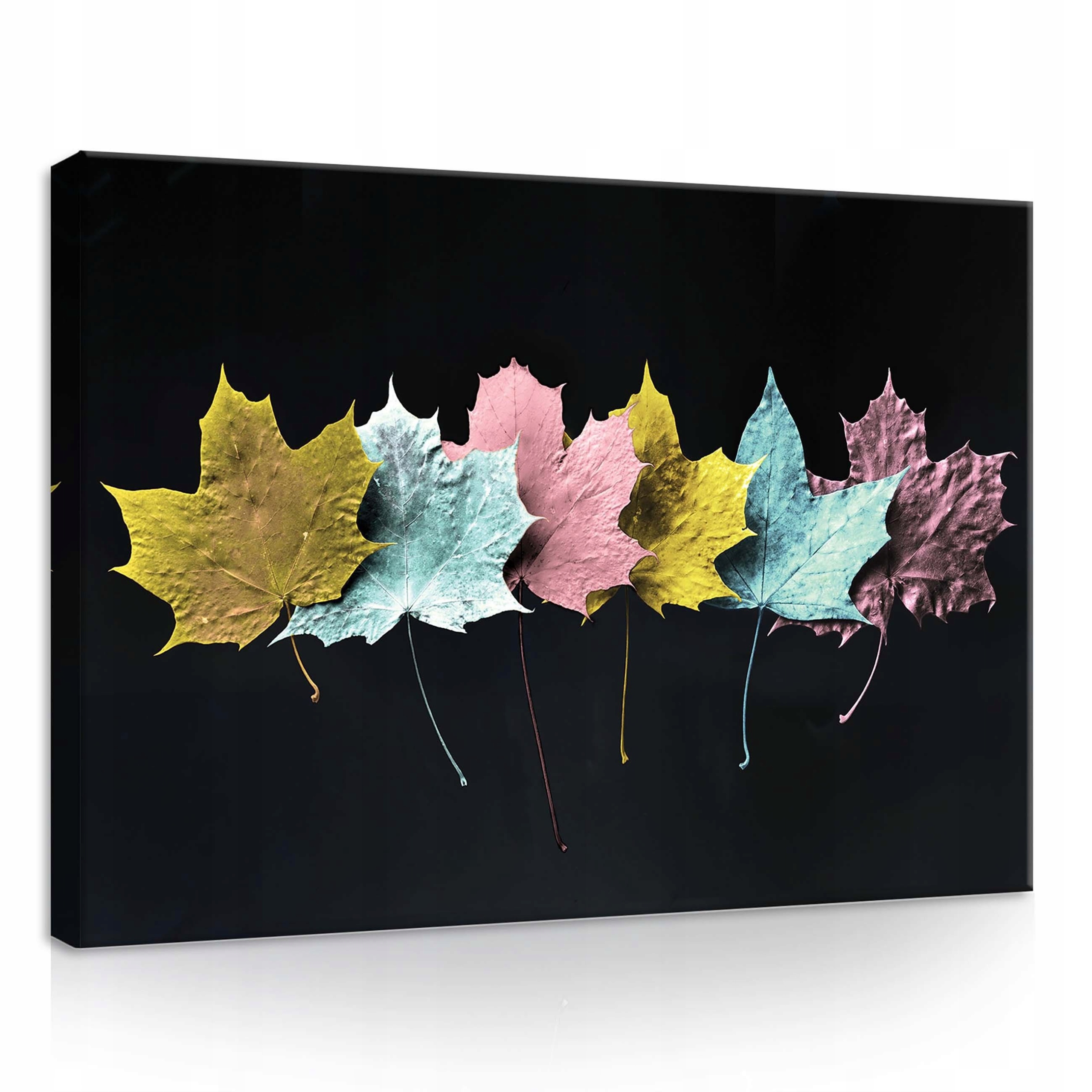 Obraz 70x50 Javorové listy tmavé pozadí kov podzim elegance kontrast umění