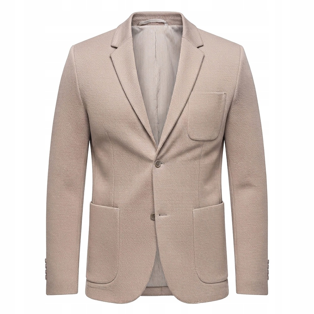 Elegantní přiléhavá pánská sako jednořadá béžová M171 vel. M