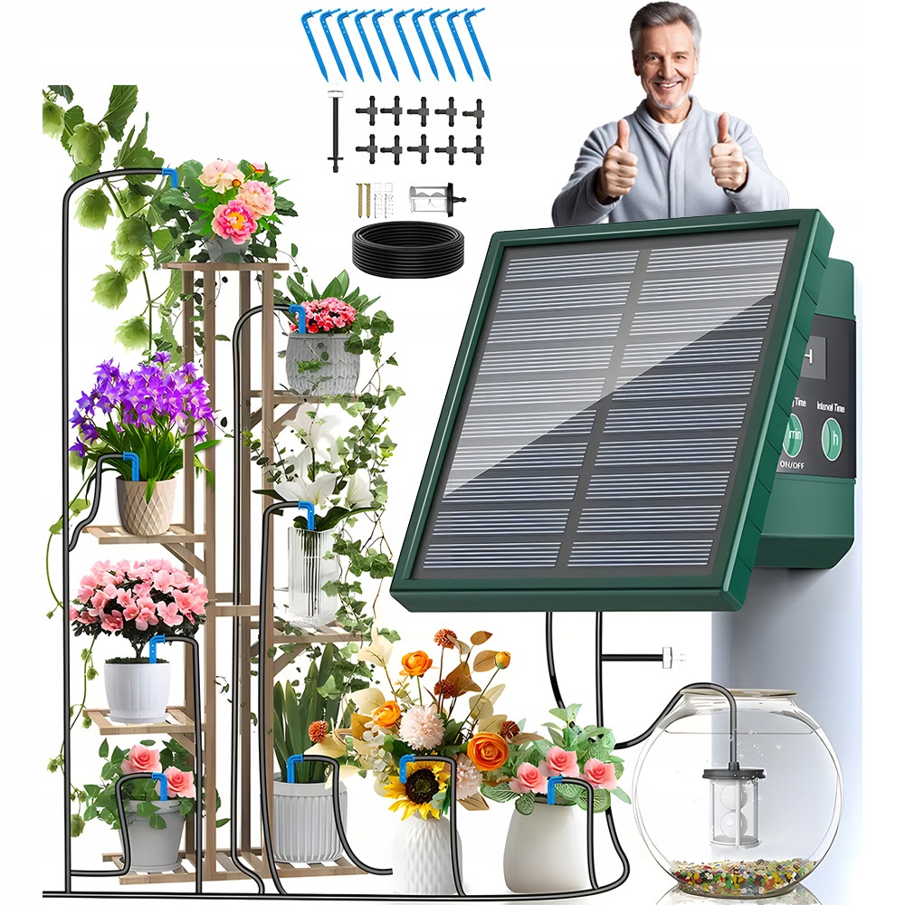 Solární Zavlažovací Systém Automat Časovač Vodotěsný 10 m 1500 mAh