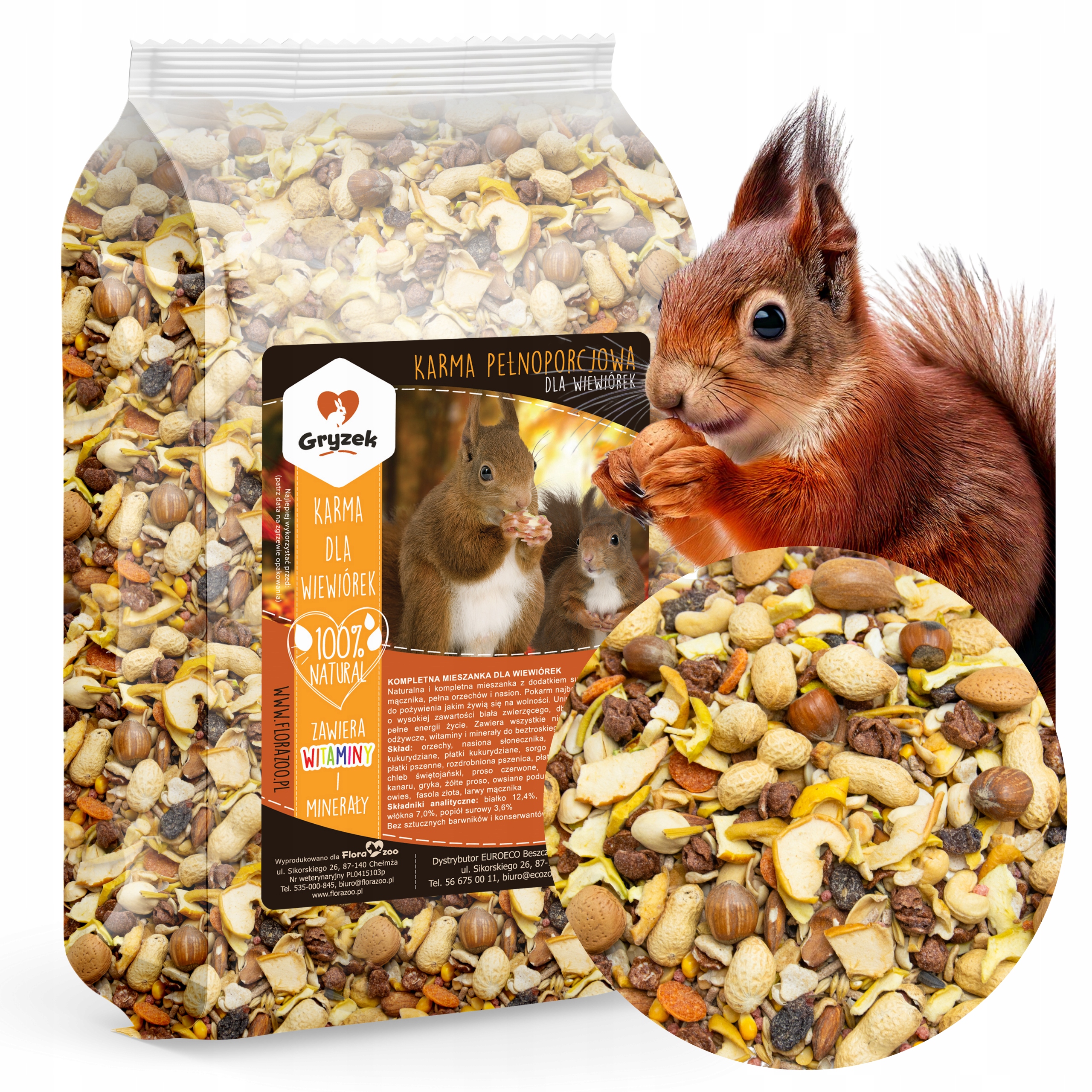 KARMA POKARM ORZECHY BOGATA MIESZANKA DLA WIEWIÓREK GRYZONI 2KG