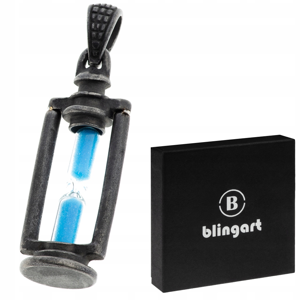 Zawieszka męska stalowa wisiorek KLEPSYDRA proszek OKSYDOWANA stal 316L