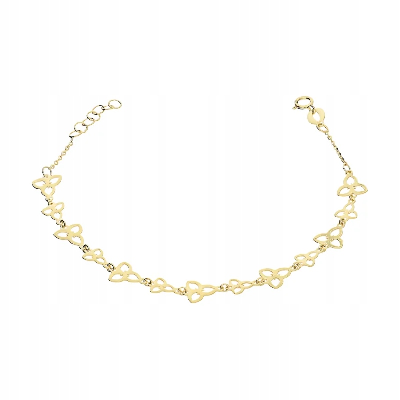 Zlatý dámský náramek 585 s lístky, trojúhelníky, elegantní, značkový, 14kt