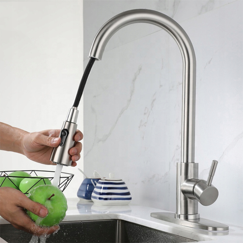 BATERIA KUCHENNA WYCIĄGANA WYLEWKA ZLEWOZMYWAKOWA STALOWA KRAN 2F Typ jednouchwytowa